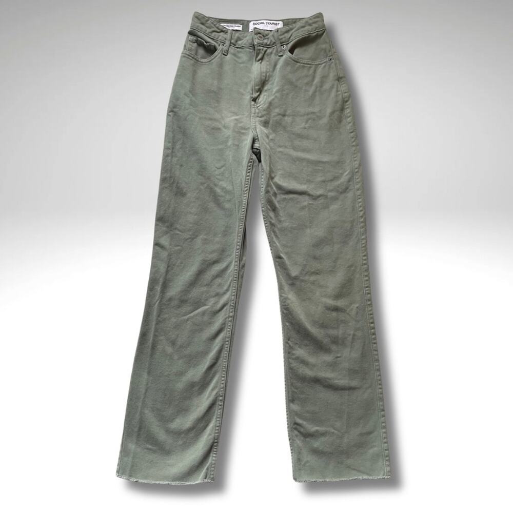 Social Tourist Ultra High Rise Straight Pants | Sage Green | Size 24R